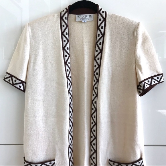 🚫SOLD🚫 St. John Short Sleeve Brown/Cream Jacket - Picture 2 of 6